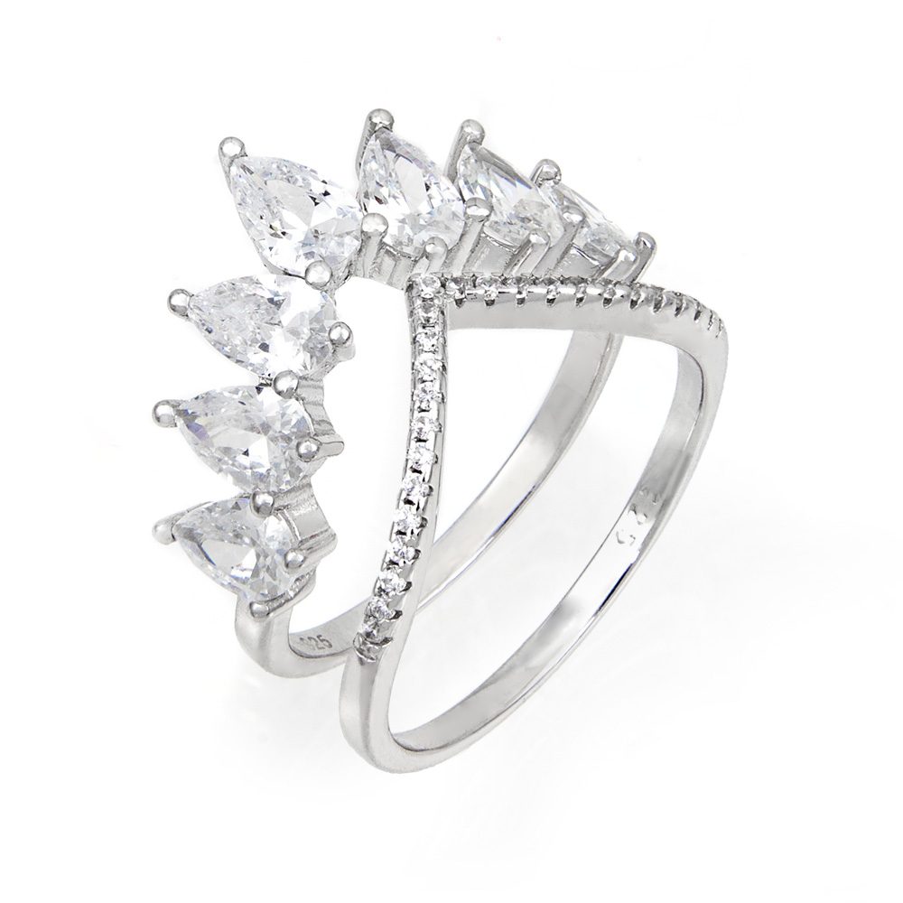 Pear Shaped Yellow Diamond Tiara Crown Ring | HX Jewelry